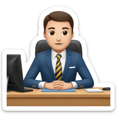 un recruteur à son bureau en face d'un candidat tourné de 3/4 sticker