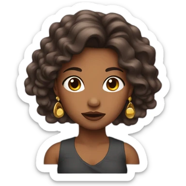 Sassy girl with big earrings and long hair sticker