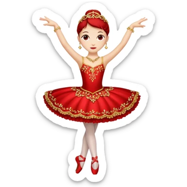 rococó ballet rojo con dorado sticker