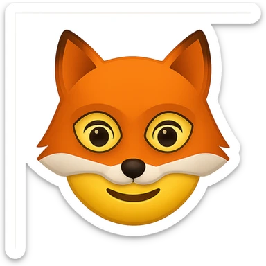 face with orange fox mask emoji, digital illustration sticker
