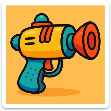 playful cartoon style gun, vibrant toon style sticker