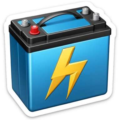 car battery with lightning emoji on top sticker