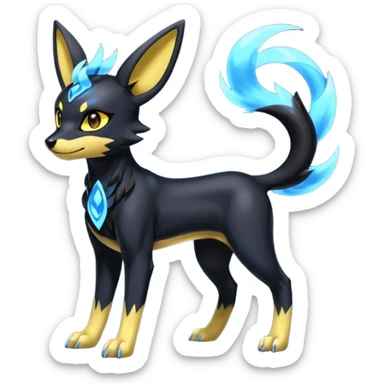 Shiny 4-legged Umbreon-Amaura-Houndoom-Zeraora-fusion, full body sticker