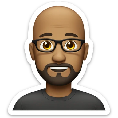 big head Bald brown guy with goatee beard with glasses sticker