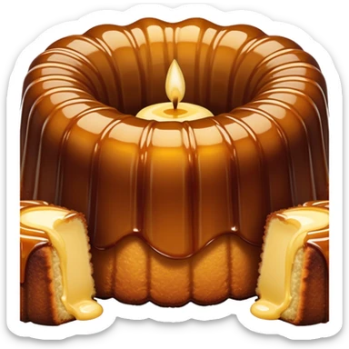 Cinematic rich cannelé, dark caramelized crust with a soft, custard-like interior, glossy finish, warm golden hues, elegant and indulgent. sticker