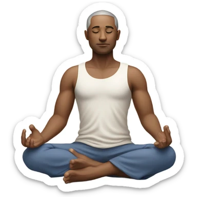 A man in the lotus pose practicing yoga, exuding tranquility and focus. sticker