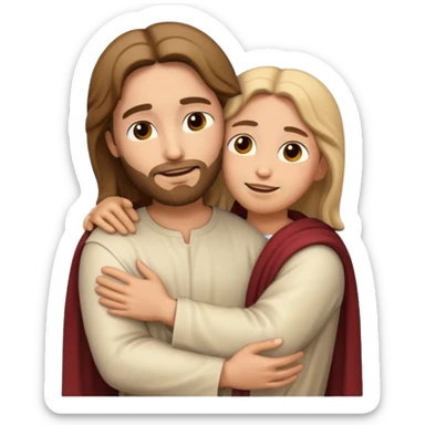 Jesus hugging someone, emoji style sticker
