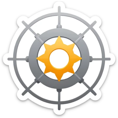 simple hub with a central dot and a few short lines radiating out representing a Hub sticker