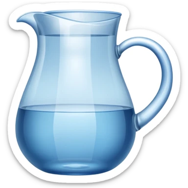 A water pitcher, transparent, slightly blue water, no lid, no droplets, tall. Without a handle and without spout.
 sticker