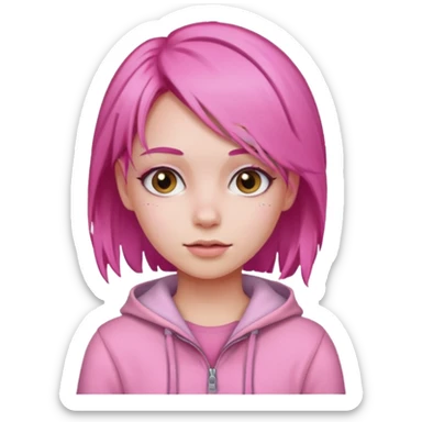 دختر صورتی پوش مو صورتی  sticker