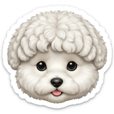 white bichon frise face with curly round hair sticker