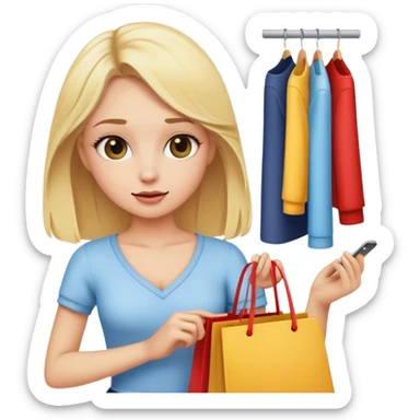 Blonde girl shopping for clothes  sticker