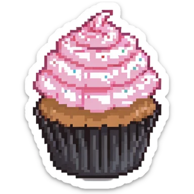 cupcake with pink icing, simple design sticker