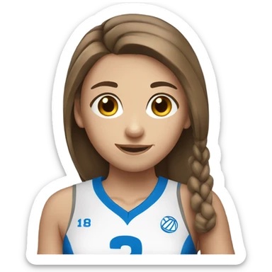 Volleyball teen girl player with ball and long brown hair and blue eyes  sticker