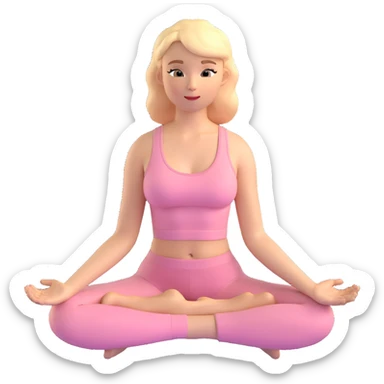 angelic blonde yoga girl in light pink yoga outfit, sitting cross-legged sticker