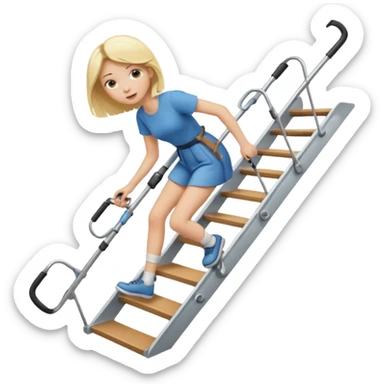 A blonde girl falling down stairs with crutches sticker