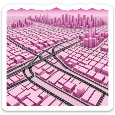 mix pink of a big gps map of the lines sticker
