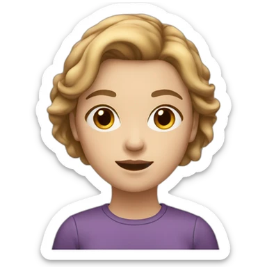 white female teenager with short light brown hair and big cheecks sticker