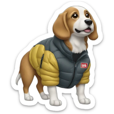 Dog wearing the north face jacket sticker