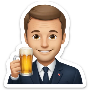 Macron qui boie une biere sticker