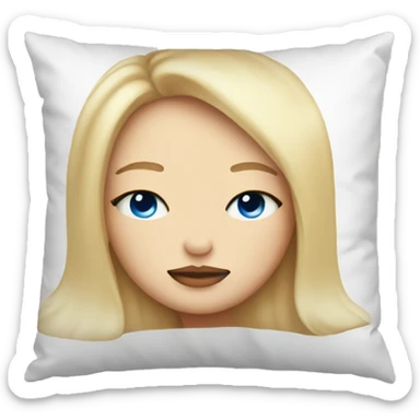 Girl with blond hair and blue eyes and plump lips sleeps on pillow sticker