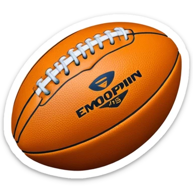 Cinematic Realistic image of an AFL ball with a rugged, textured leather surface and vibrant markings, rendered in rich detail with subtle signs of wear, set against a dynamic sports backdrop under energetic lighting sticker