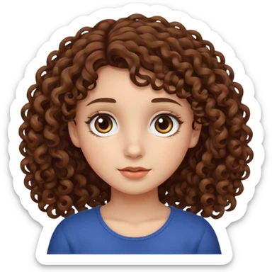 Curly-haired girl with big eyes sticker