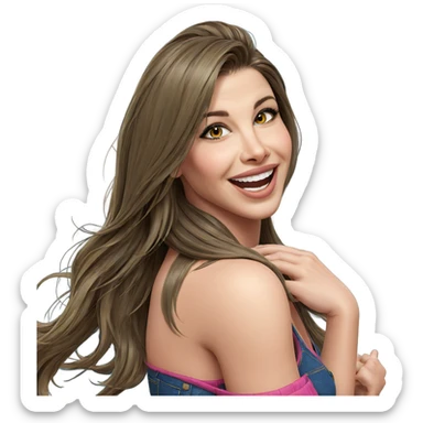 smiling girl with long hair sticker