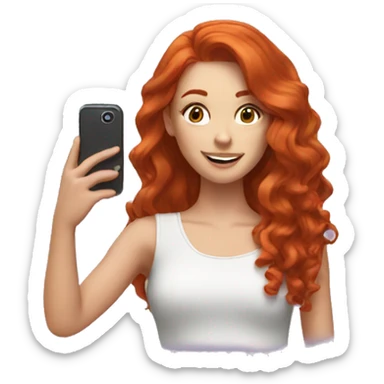 Redhead girl taking a selfie sticker
