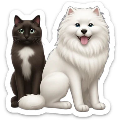 dark ragdoll cat and samoyed sticker