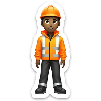 Anime boy in high vis jacket and high vis pants with traffic cone sticker