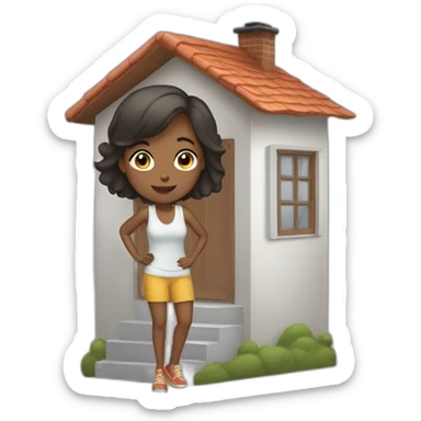 mulher limpando a casa sticker