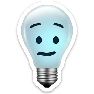 Broken lightbulb with a light sticker