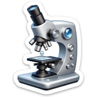 An icon featuring an electronic microscope, a metal alloy, atomic structure symbols, and a crystal structure, symbolizing materials science. The design includes different materials like metals, ceramics and polymers, alongside a stamp representing testing and quality control. Transparent background sticker