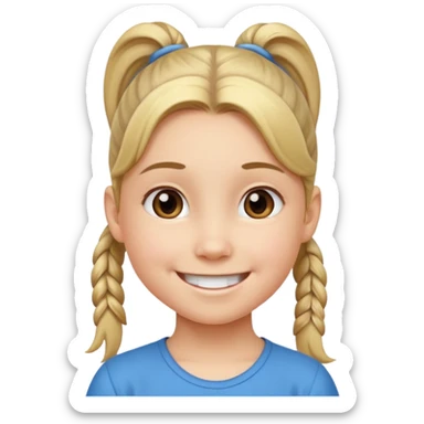 child with pony tail sticker