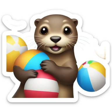 otter with a beach ball sticker