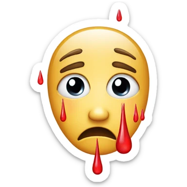 Crying face emoji with red tear drops sticker