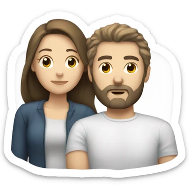 White brunette woman and white brunette man with a beard sleeping sticker