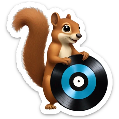 squirrel holding a vinyl record sticker