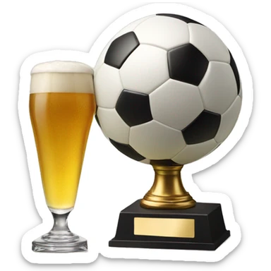 Soccer ball with trophy and a beer  sticker
