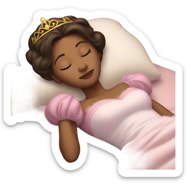 Sleeping brunette beauty princess Disney, bed, white skin sticker