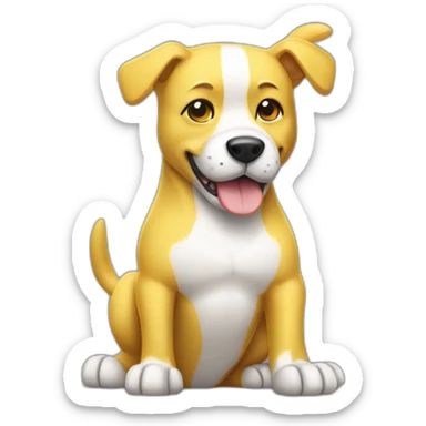 yellow and white dog with muscles and thumbs up showing the whole body sticker