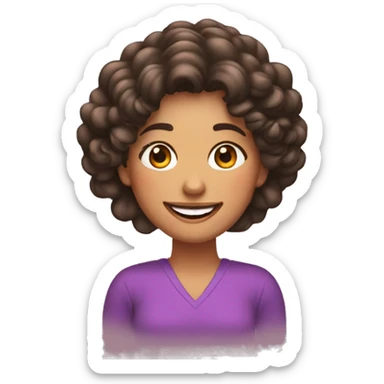 Mujer morena con pelo rizado y una gran sonrisa sticker