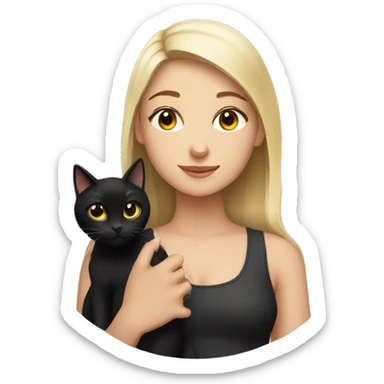 Girl and black cat sticker