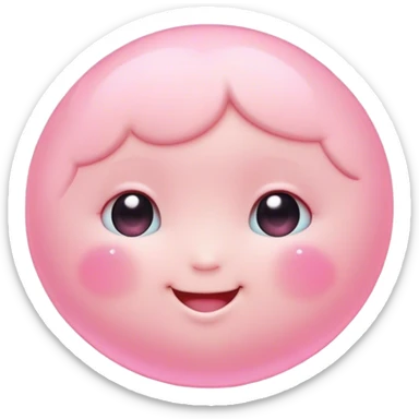Cinematic floating soft heart, chubby round edges, pastel pink glow, tiny smiling face, surrounded by dreamy sparkles, gentle and loving. sticker