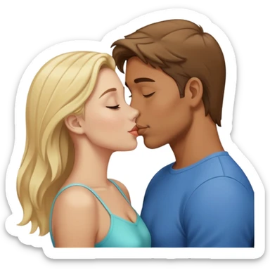 Brown hair man kissing blond girl  sticker