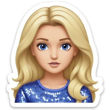 Perrie Edwards from Little Mix with long blonde hair, periwinkle sequin outfit sticker