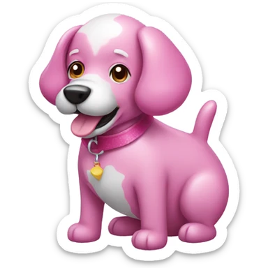 Pink dog balloon sticker