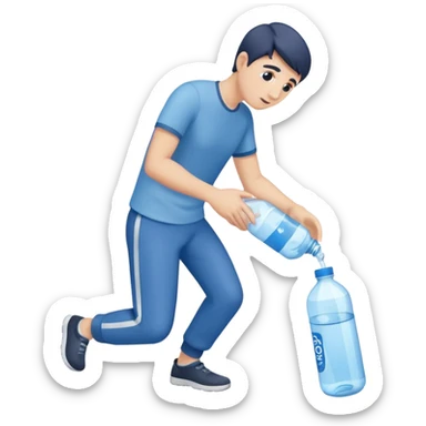 man full body emptying in the floor a bottle of water sticker