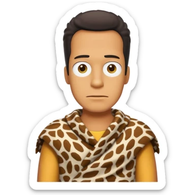 a simpson guy wearing ancient animal skin cloth, half body, icon sticker